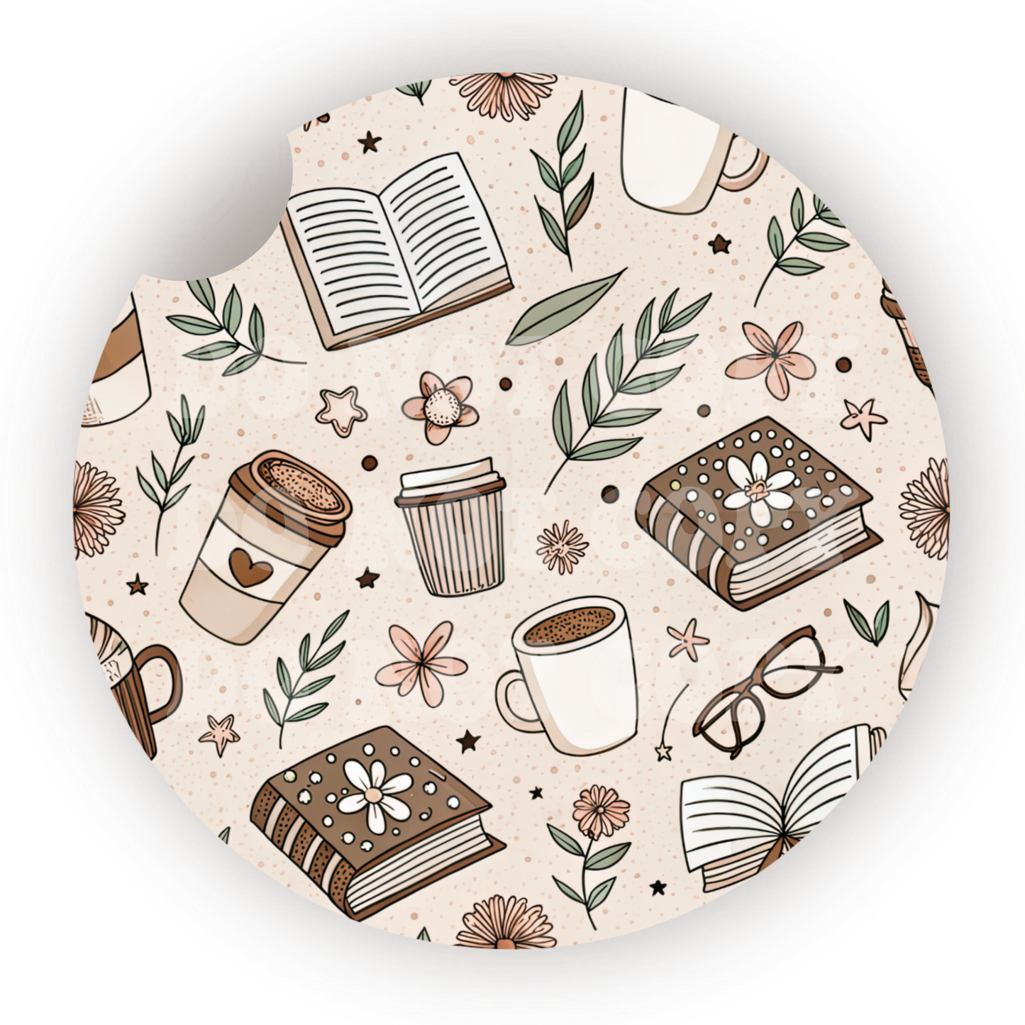 Books & Coffee Car Coaster Sublimation Transfer (Set of 2)