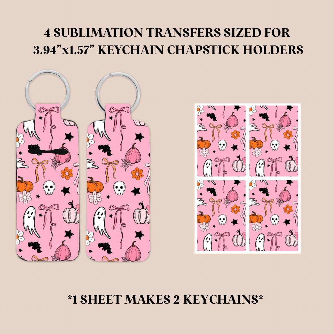 Fall Girly Keychain Chapstick Holder Sublimation Transfer