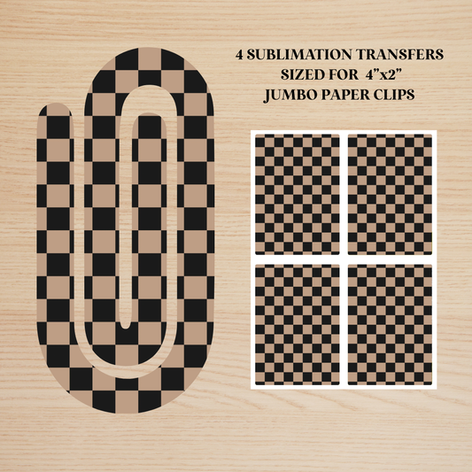 Black & Brown Checker Jumbo Paperclip Sublimation Transfer