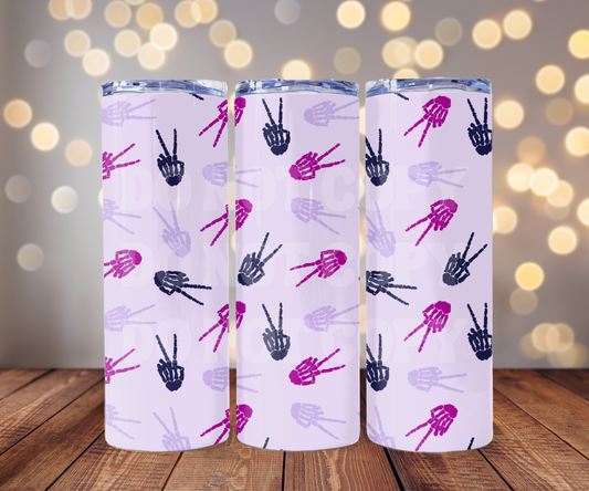 Skelly Peace Sign 20 oz Skinny Tumbler Sublimation Transfer - Seamless