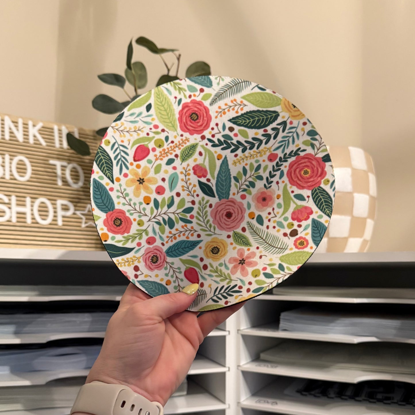 Floral Greenery Circular Mousepad