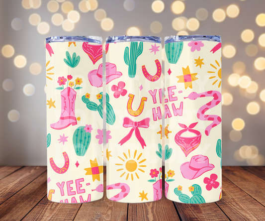 Yee-Haw Doodles 20 oz Skinny Tumbler Sublimation Transfer - Seamless