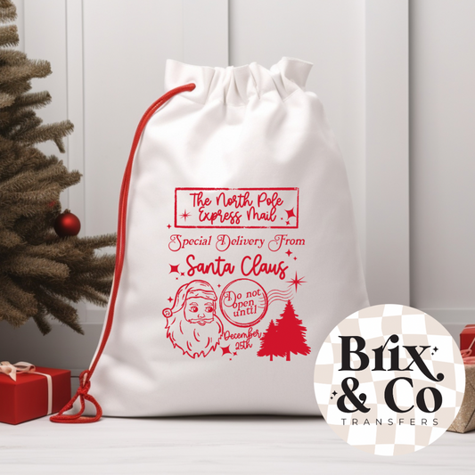 North Pole Express Mail Santa Sack 12” Single Color (Red)