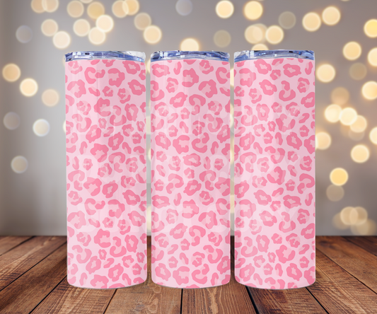 Pink Leopard Print 20 oz Skinny Tumbler Sublimation Transfer - Seamless