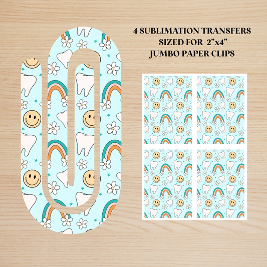 Dental Happy Face Checker Jumbo Paperclip Sublimation Transfer