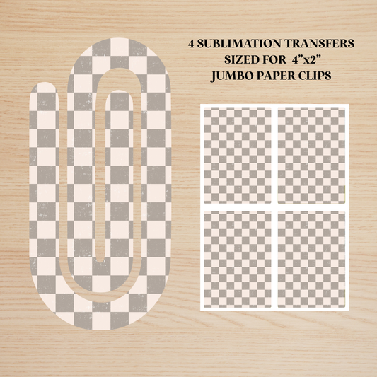 Gray & White Checker Jumbo Paperclip Sublimation Transfer