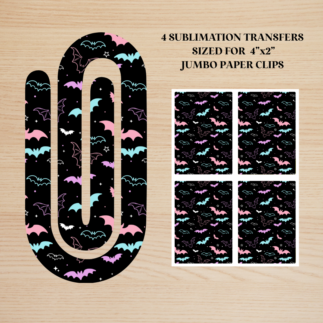 Colorful Bats Jumbo Paperclip Sublimation Transfer