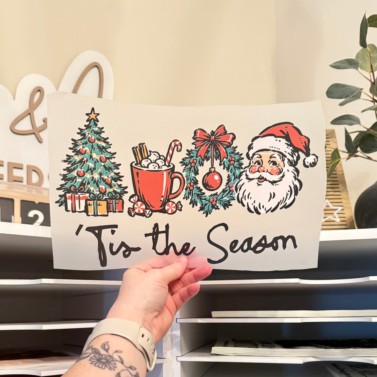 Vintage Tis The Season DTF HOT PEEL