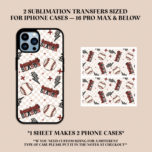 Baseball Season Phone Case Sublimation Transfer