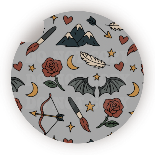 Bookish Inspired Car Coaster Sublimation Transfer (Set of 2)