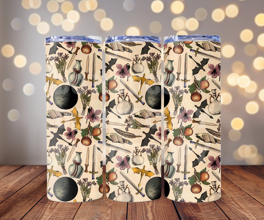 Fantasy Reader 2 20 oz Skinny Tumbler Sublimation Transfer - Seamless