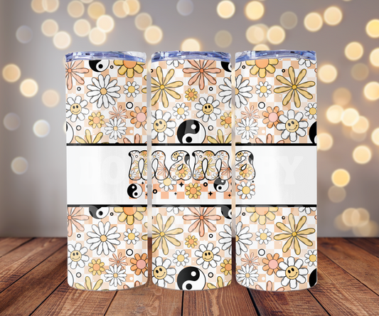 Mama Yin Yang 20 oz Skinny Tumbler Sublimation Transfer - Seamless