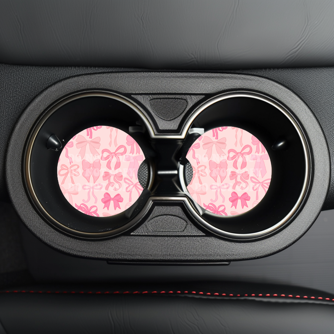 Pink Bows Car Coaster Sublimation Transfer (Set of 2)
