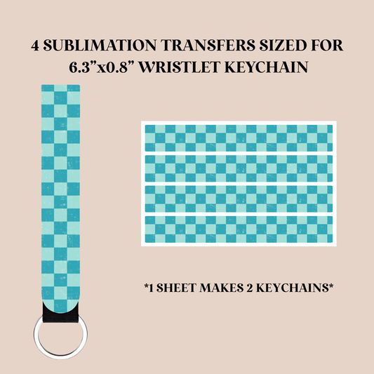 Blue Checker Wristlet Keychain Sublimation Transfer