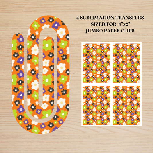 Orange & Purple Flowers Jumbo Paperclip Sublimation Transfer