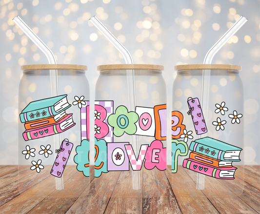 Book Lover UVDTF 16oz Glass Can Wrap