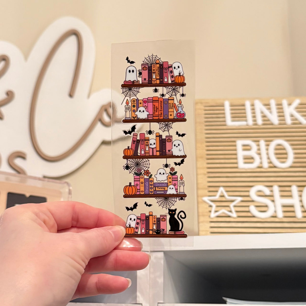 Spooky Bookshelf UVDTF Bookmark