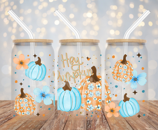 Hey Pumpkin 16oz Glass Can Wrap