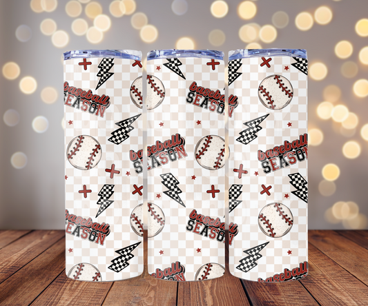 Baseball Season 20 oz Skinny Tumbler Sublimation Transfer - Seamless