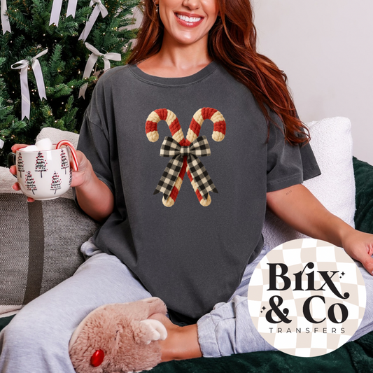 Faux Yarn Candy Canes DTF HOT PEEL