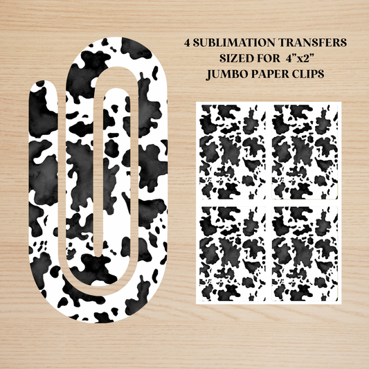 Cow Print Jumbo Paperclip Sublimation Transfer