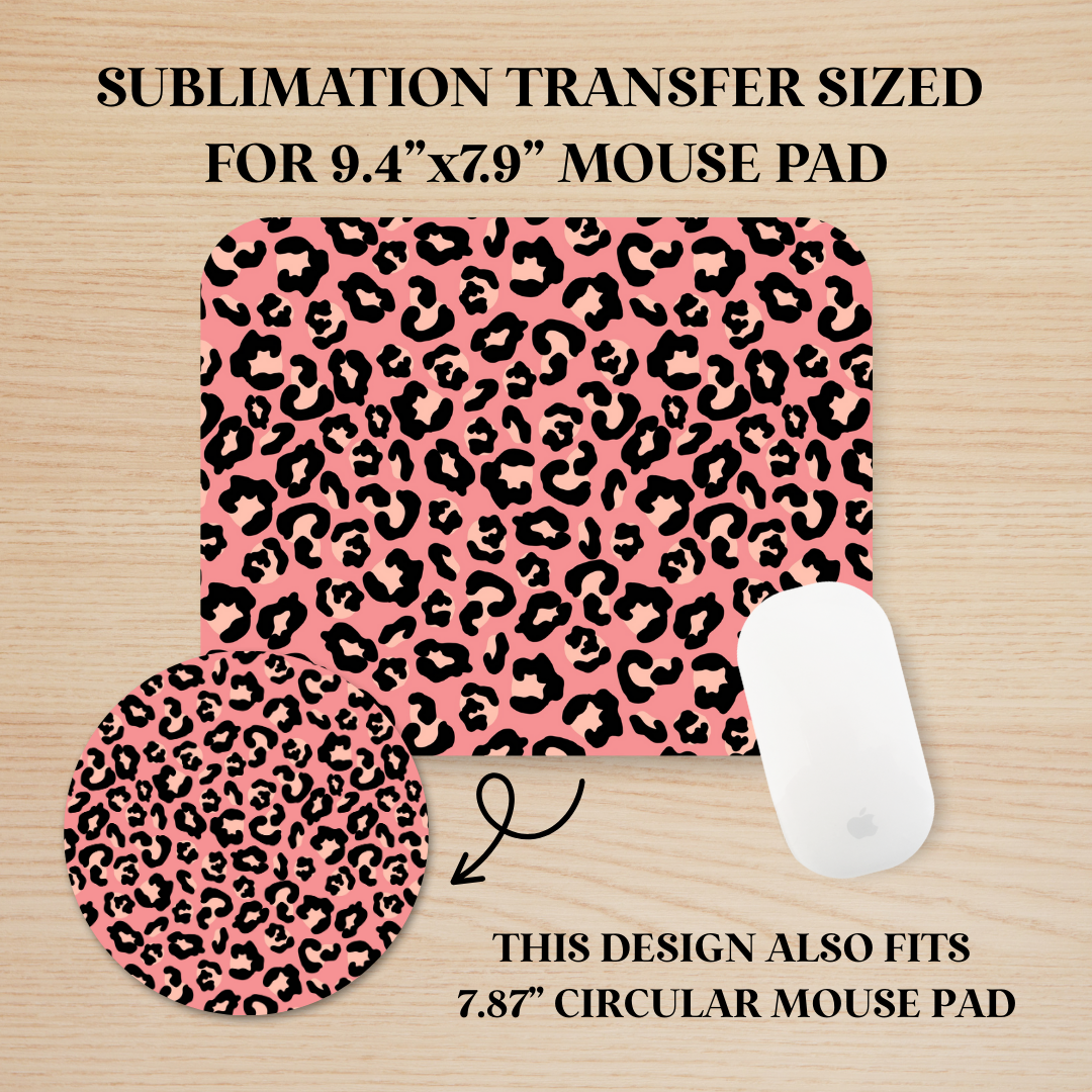 Pink & Black Leopard Print Mouse Pad Sublimation Transfer