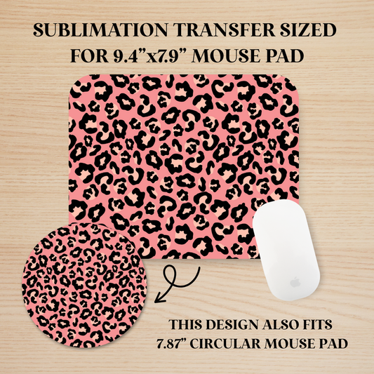 Pink & Black Leopard Print Mouse Pad Sublimation Transfer