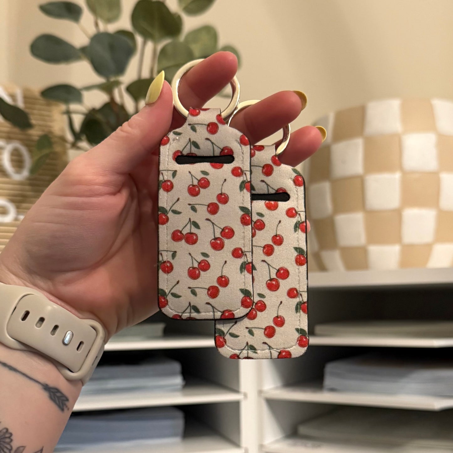 Cherries Chapstick Holder Keychain