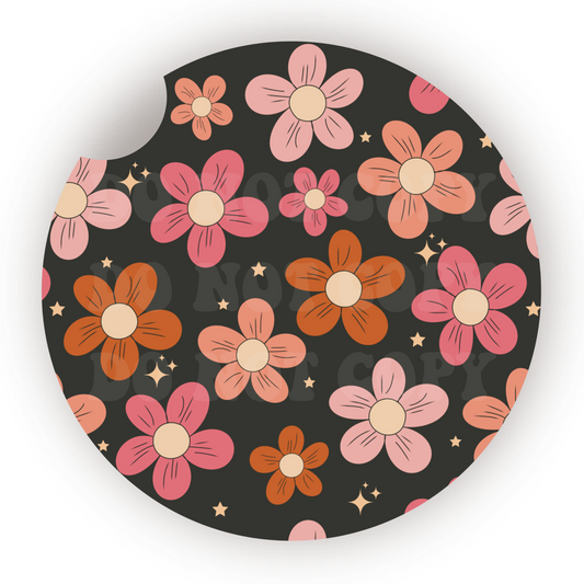 Flowers & Stars Car Coaster Sublimation Transfer (Set of 2)