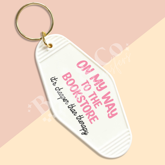 On My Way To The Bookstore Motel Keychain UVDTF Transfer