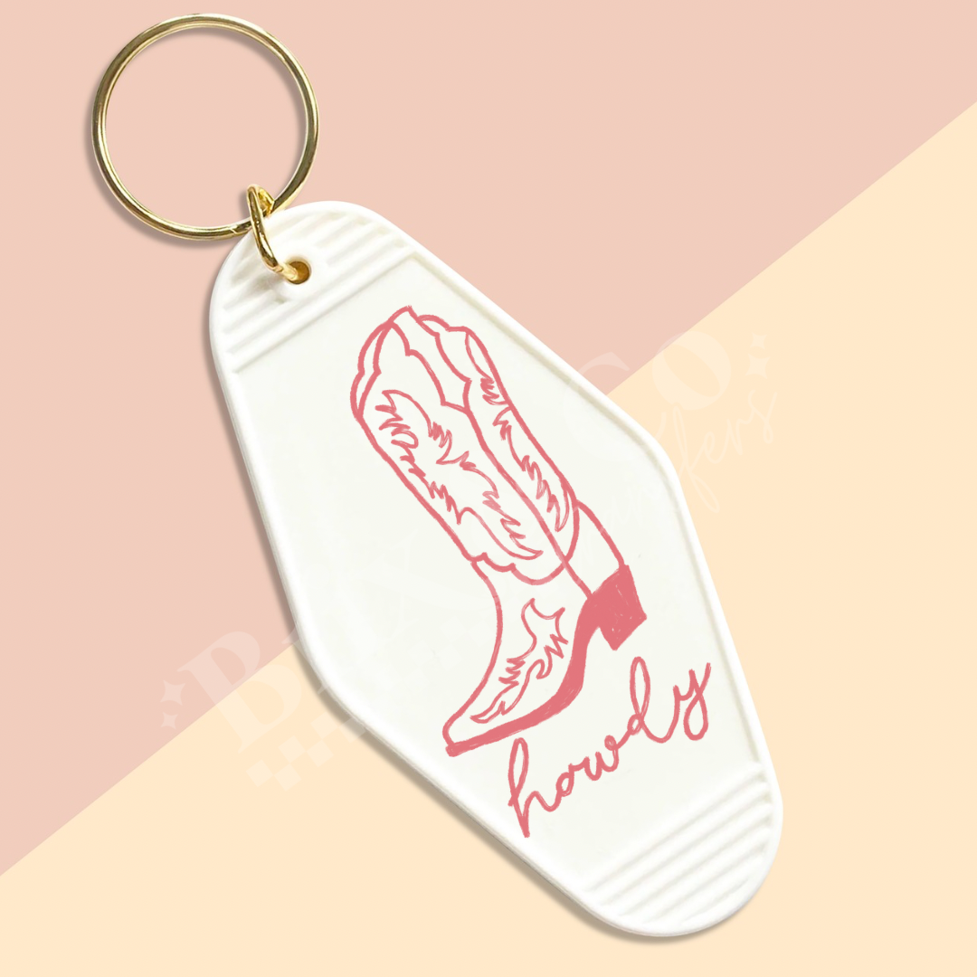 Howdy Motel Keychain UVDTF Transfer