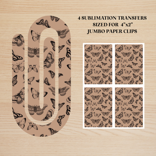 Neutral Butterflies Jumbo Paperclip Sublimation Transfer
