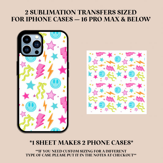 Neon Doodles Phone Case Sublimation Transfer