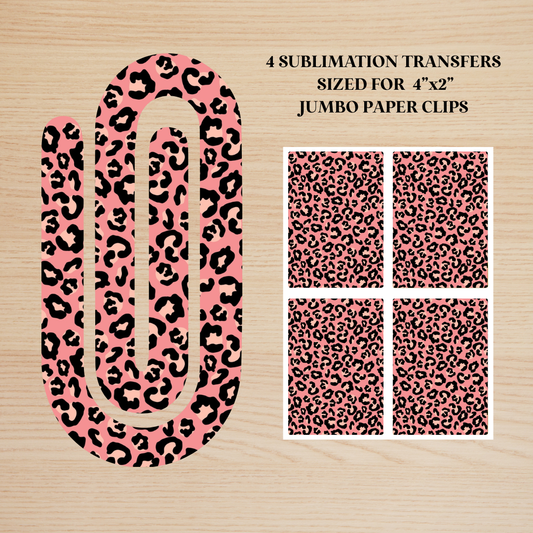 Pink Leopard Print Jumbo Paperclip Sublimation Transfer