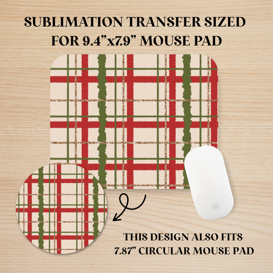 Christmas Plaid Mouse Pad Sublimation Transfer