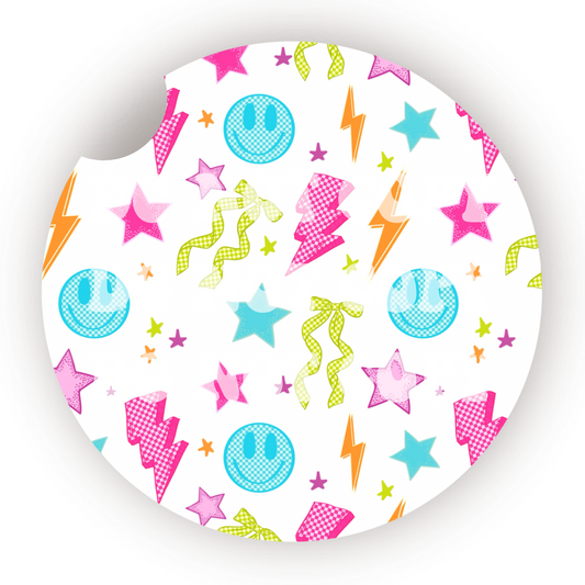 Neon Doodles Car Coaster Sublimation Transfer (Set of 2)