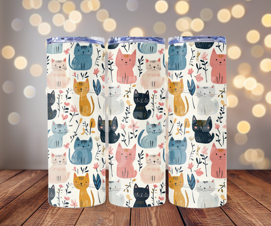 Cat Lover 20 oz Skinny Tumbler Sublimation Transfer - Seamless