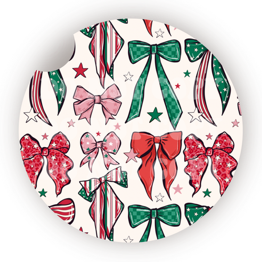 Christmas Bows Car Coaster Sublimation Transfer (Set of 2)