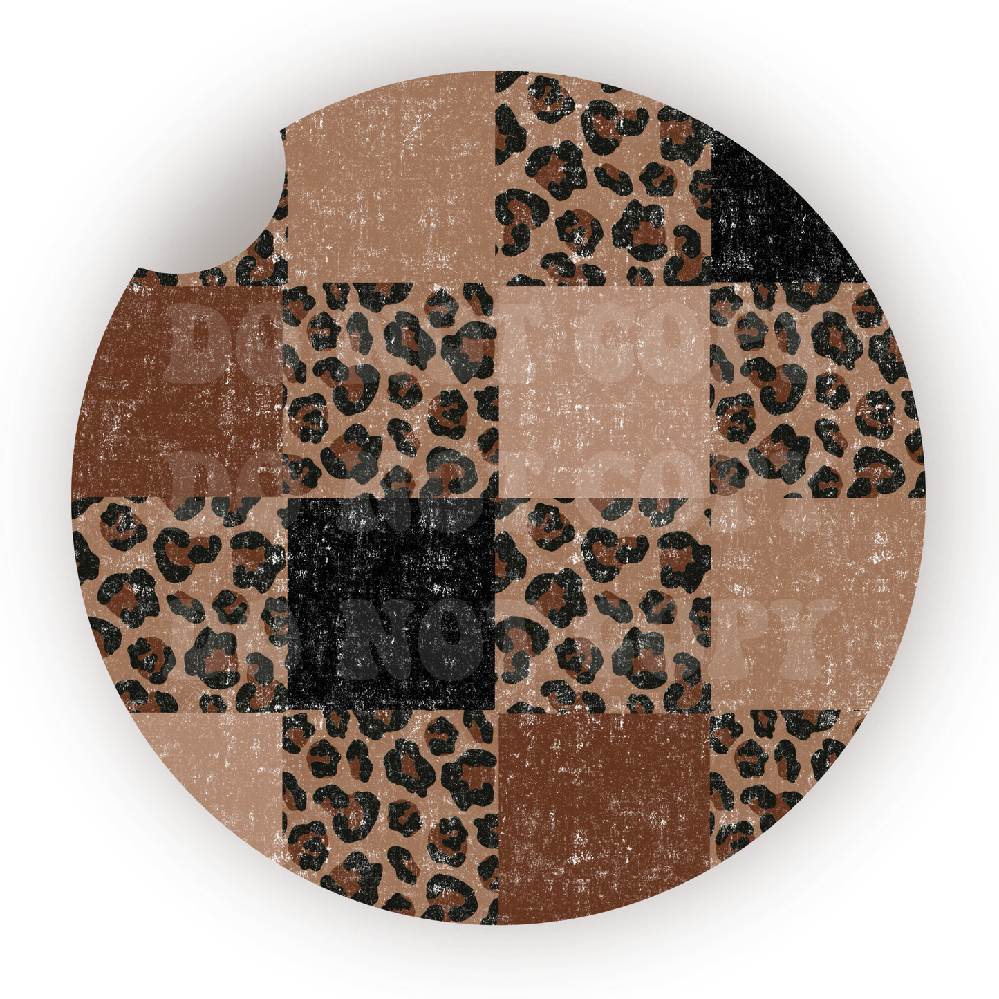 Leopard Checker Car Coaster Sublimation Transfer (Set of 2)