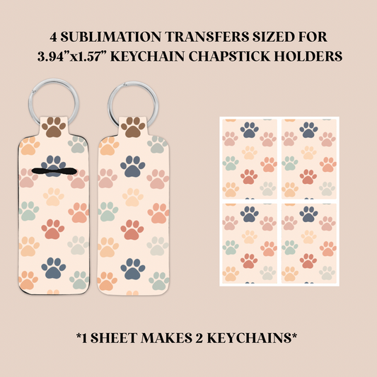 Paw Prints Keychain Chapstick Holder Sublimation Transfer