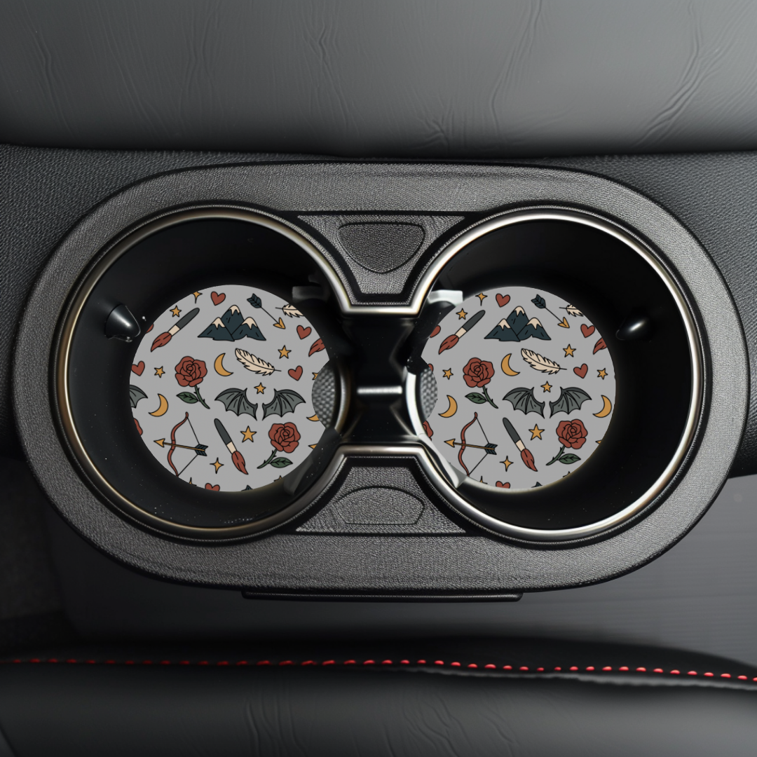 Bookish Inspired Car Coaster Sublimation Transfer (Set of 2)