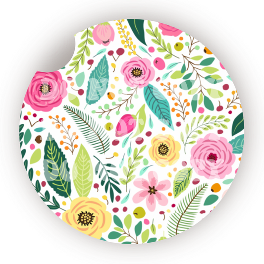 Floral Greenery Car Coaster Sublimation Transfer (Set of 2)