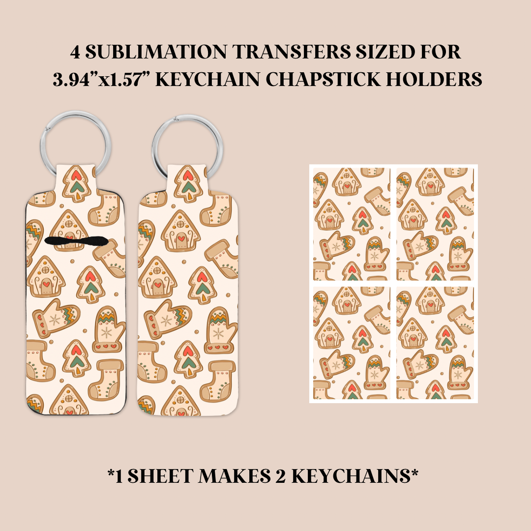 Christmas Cookies Keychain Chapstick Holder Sublimation Transfer