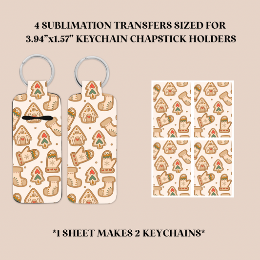 Christmas Cookies Keychain Chapstick Holder Sublimation Transfer
