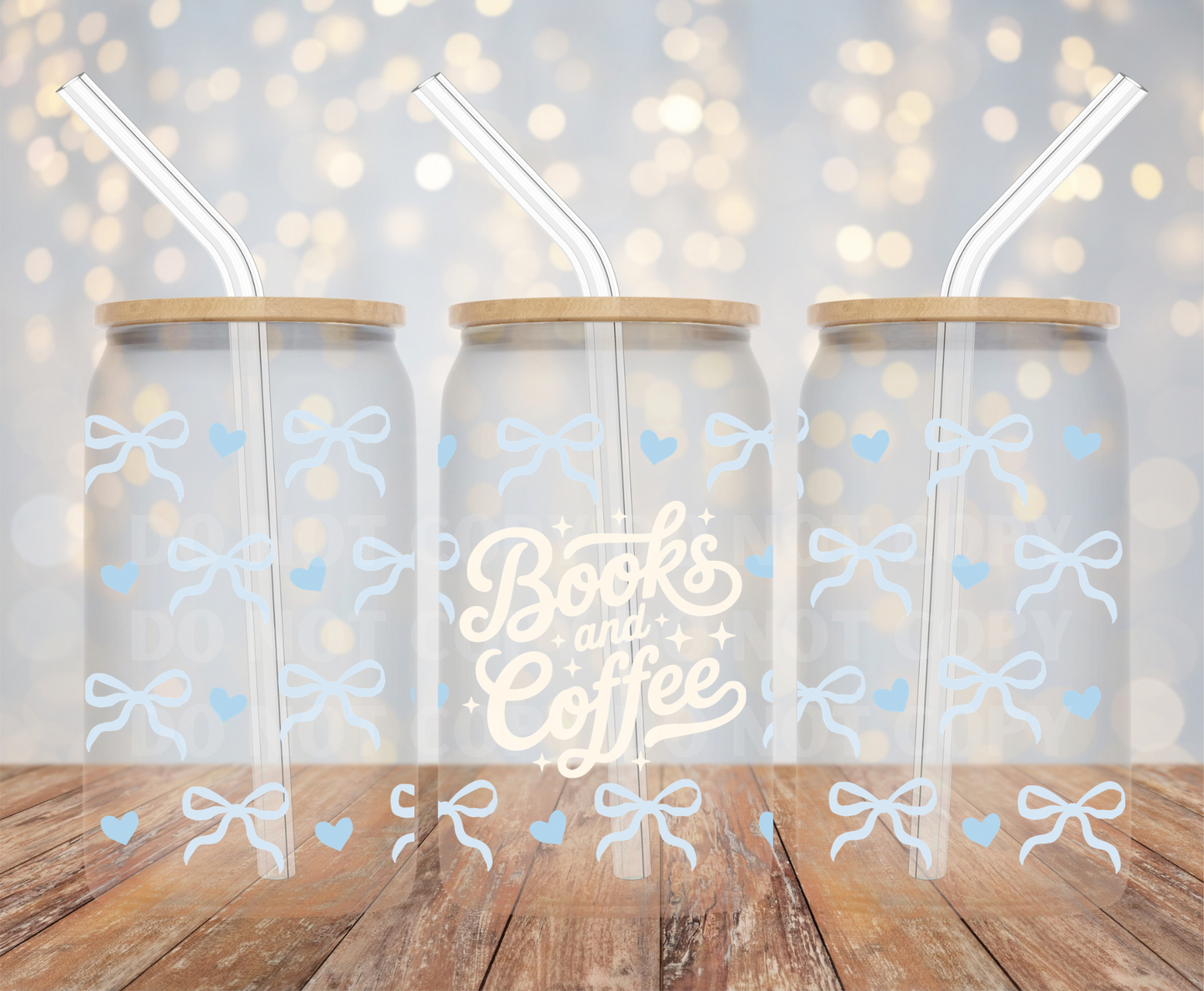 Books And Coffee UVDTF 16oz Glass Can