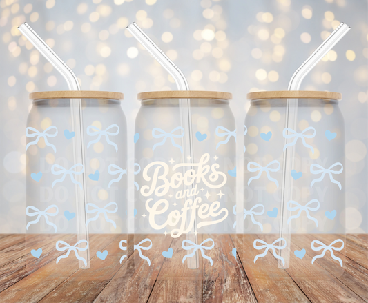 Books And Coffee UVDTF 16oz Glass Can