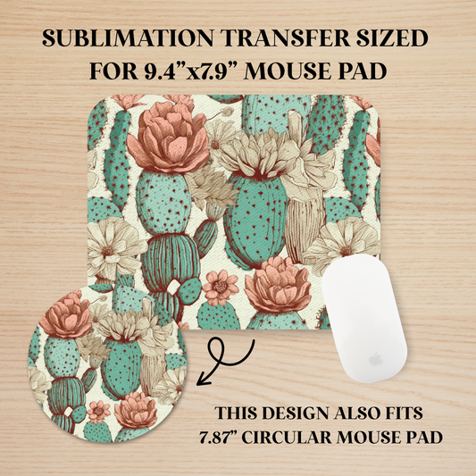 Textured Cactus Mouse Pad Sublimation Transfer