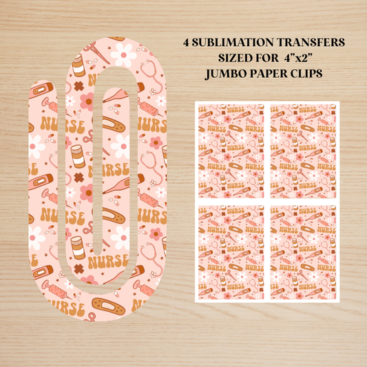 Boho Nurse Jumbo Paperclip Sublimation Transfer