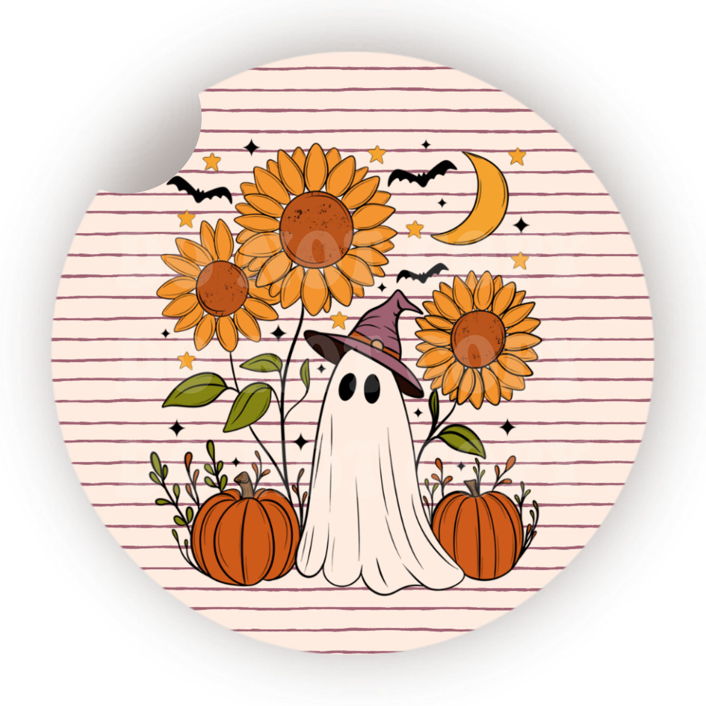 Sunflower Ghost Car Coaster Sublimation Transfer (Set of 2)
