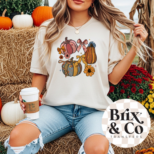 Floral Pumpkins & Bows DTF HOT PEEL